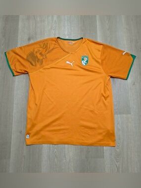 Y2K Puma 2010-11 Orange Ivory Coast Men's Football Jersey with Crest